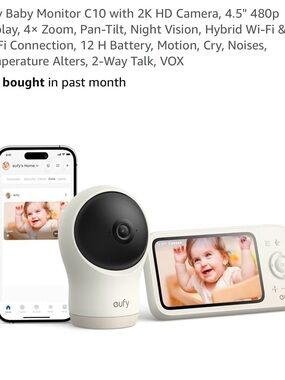 Eufy Baby Monitor with Camera and Handheld Display - White/Black